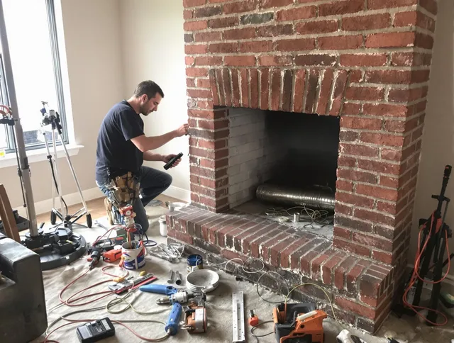 Maple Heights Chimney Sweep specialist finalizing chimney liner service in Maple Heights, OH