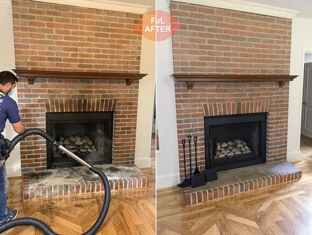 Maple Heights Chimney Sweep carefully sanitizing a fireplace in Maple Heights, OH
