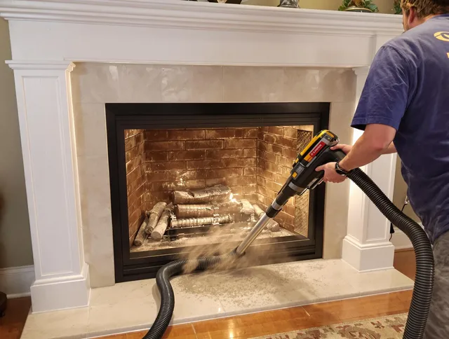Fireplace cleaning performed by Maple Heights Chimney Sweep in Maple Heights, OH